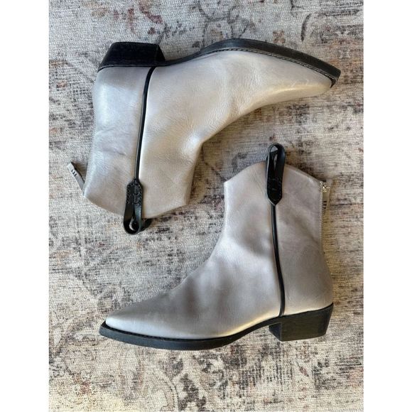 New We The Free People Wesley Ankle Boots Gray Black Leather Size Eu 36 - Picture 3 of 4